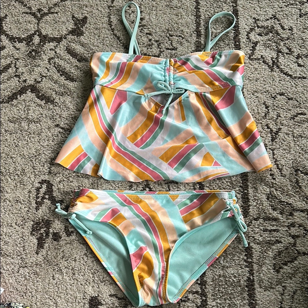 Wonder nation Colorful Striped tankini Bikini Set